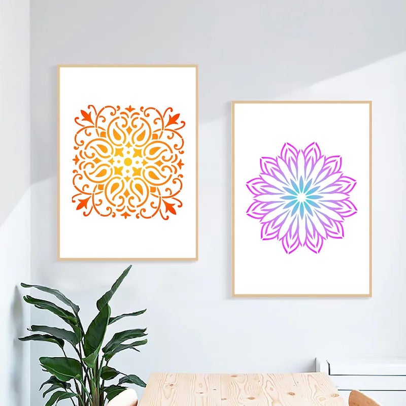 Resflyar 16 PCS Reusable Stencils, Mandala Stencils Mandala Dot Painting Templates Stencil for Painting DIY Art Scrapbook Fabric Furniture on Wood Floor Wall Tile, 6 x 6 Inch - Image 4
